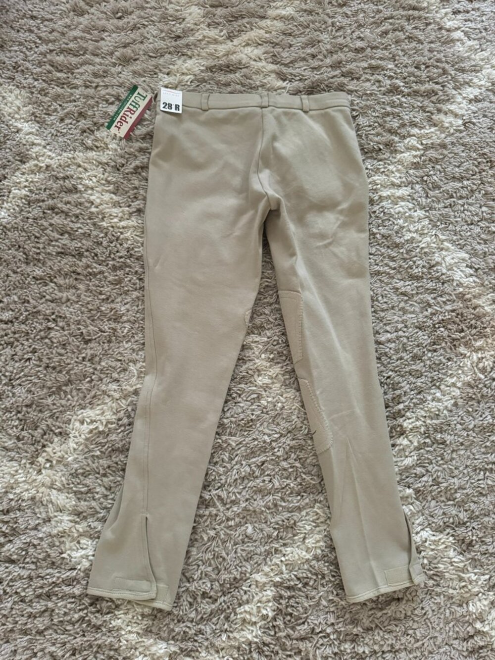 TuffRider Front Zip Knee Patch Breeches New with Tags, Size 28R - Picture 2 of 5